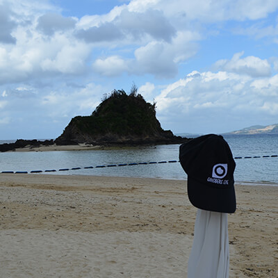 Ginsberg Eye Cap on Post at beach