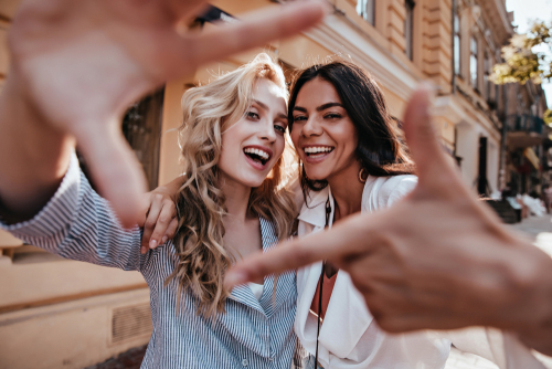 Young women smiling after LASIK