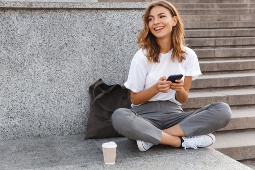 Young woman laughing after LASIK